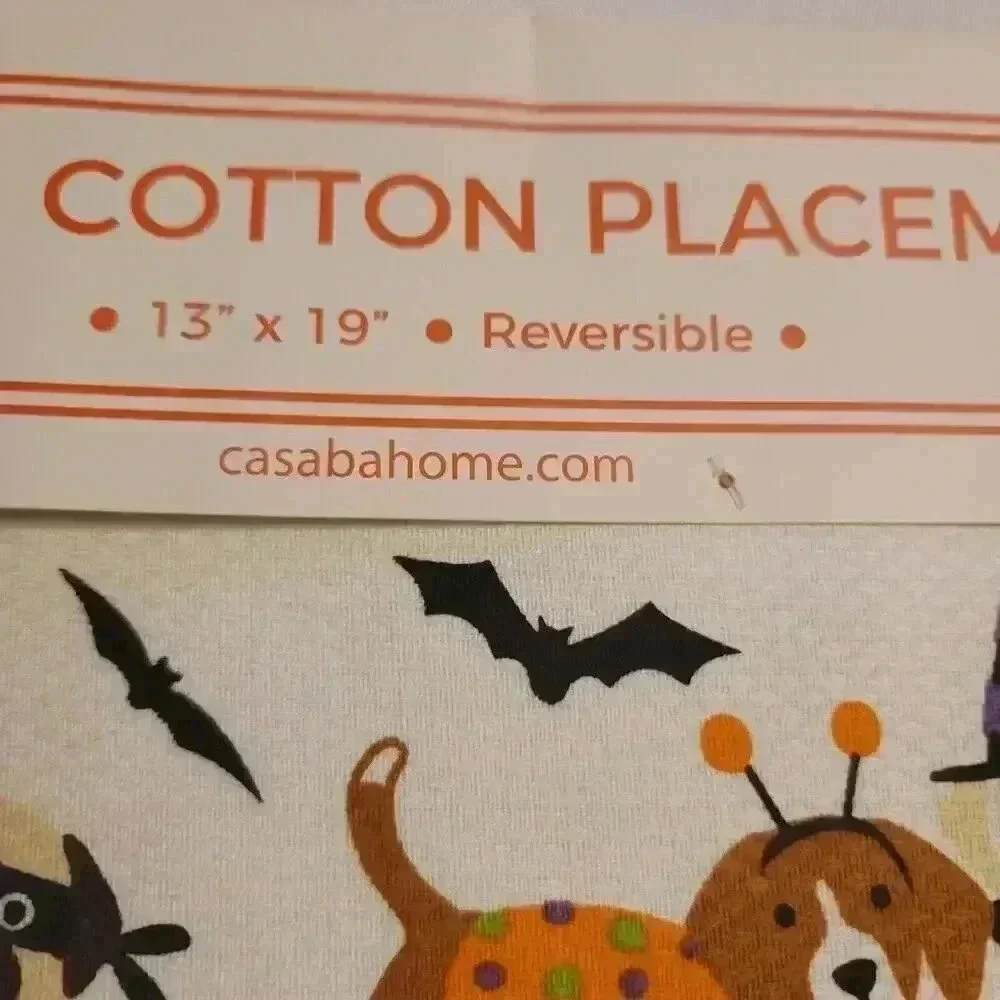 Casaba Halloween Dog Kitchen Place Mats Set Of 4 New 13x19in